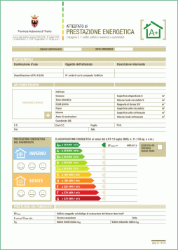 Attestato di certificazione energetica